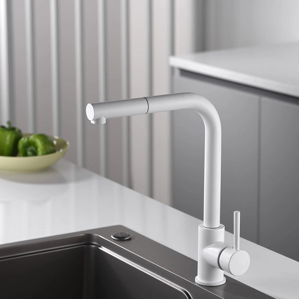Rubinetto cucina estraibile Linda bianco opaco