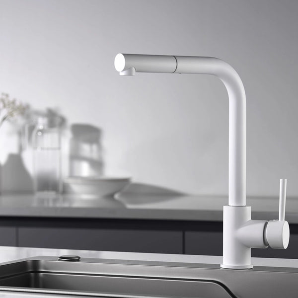 Rubinetto cucina estraibile Linda bianco opaco