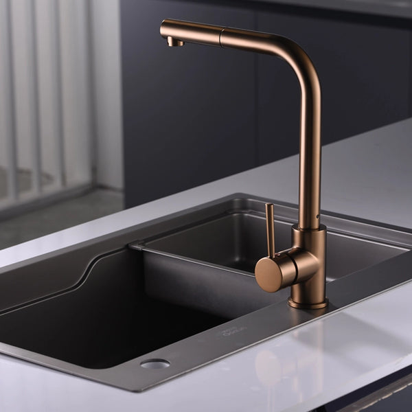 Rubinetto cucina estraibile Linda oro rosa spazzolato