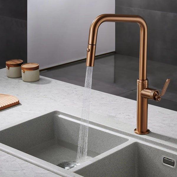 Rubinetto da cucina estraibile Selena oro rosa spazzolato