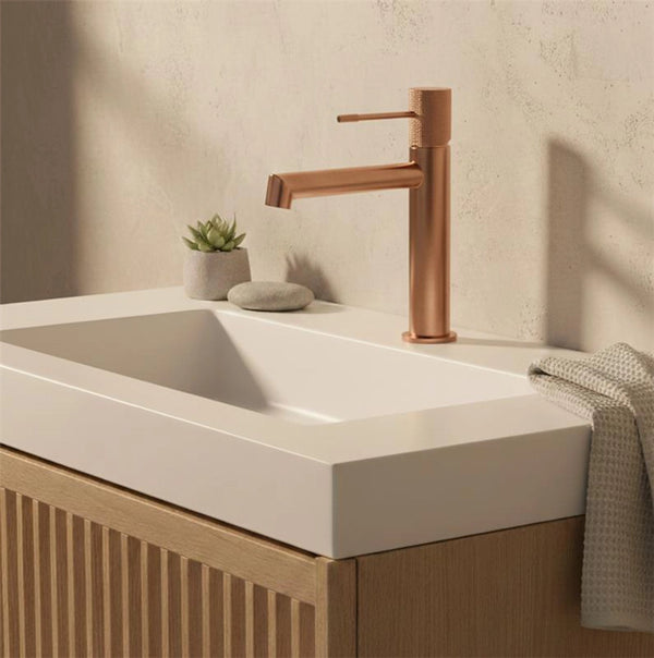 Rubinetto miscelatore lavabo senza scarico in ottone oro rosa spazzolato Melin