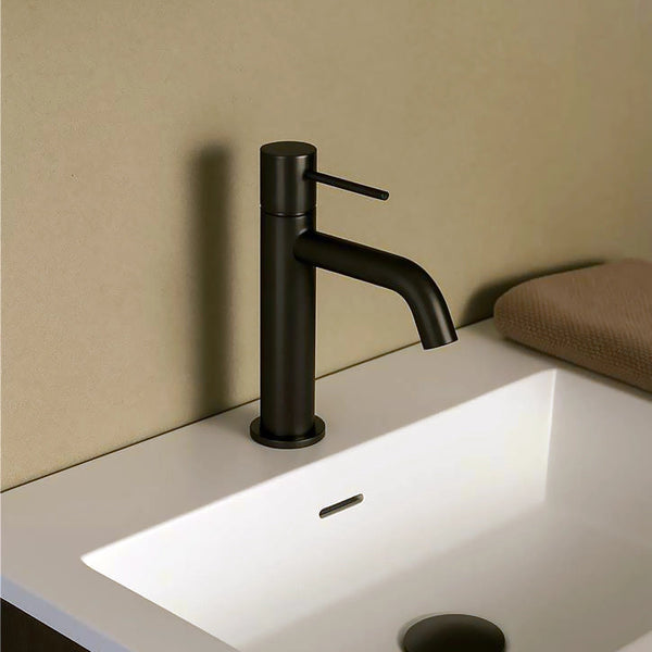 Rubinetto miscelatore per lavabo senza scarico in ottone nero opaco Memo