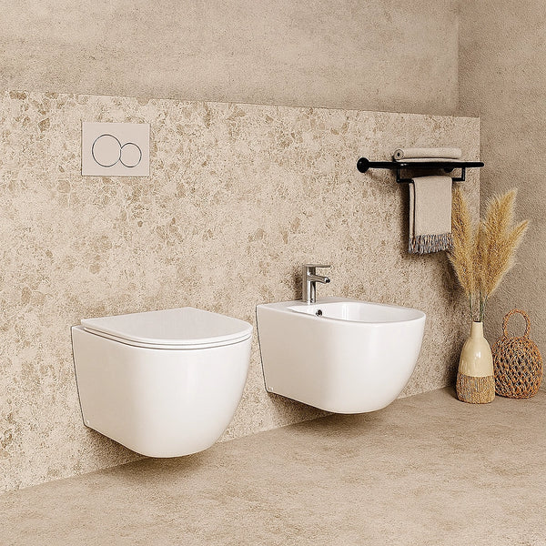 Sanitari sospesi salva spazio Linea Emme scarico a vortice sedile soft close