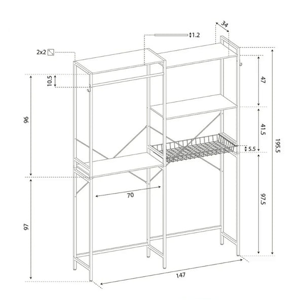 Scaffale Sopralavatrice 147x34x195 cm bianco