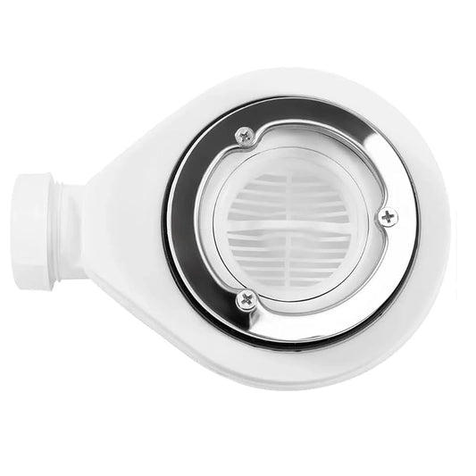 Piletta doccia 90 mm con sifone e filtro raccogli capelli ambientato in box doccia con pareti in vetro - Exagonshop