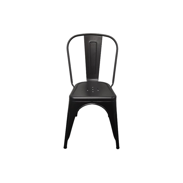 Sedia da pranzo in metallo nero con schienale, impilabili, per bistrò, cucina, interni ed esterni, 51x 43 x 85 cm