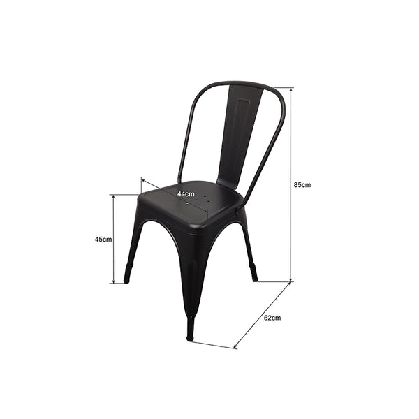 Sedia da pranzo in metallo nero con schienale, impilabili, per bistrò, cucina, interni ed esterni, 51x 43 x 85 cm