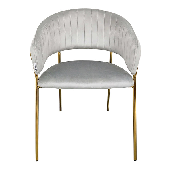 Sedia con braccioli effetto velluto grigio