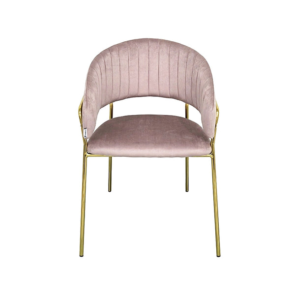 Sedia da pranzo effetto velluto Korinne rosa visto dall'alto, composizione e proporzioni - Exagonshop