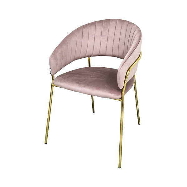 Sedia da pranzo effetto velluto Korinne rosa, dettaglio ravvicinato dei materiali - Exagonshop