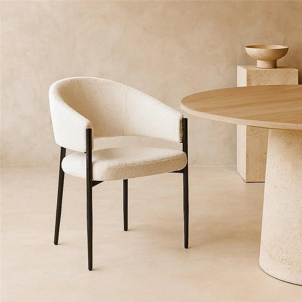 Sedia imbottita da interno effetto boucle bianca