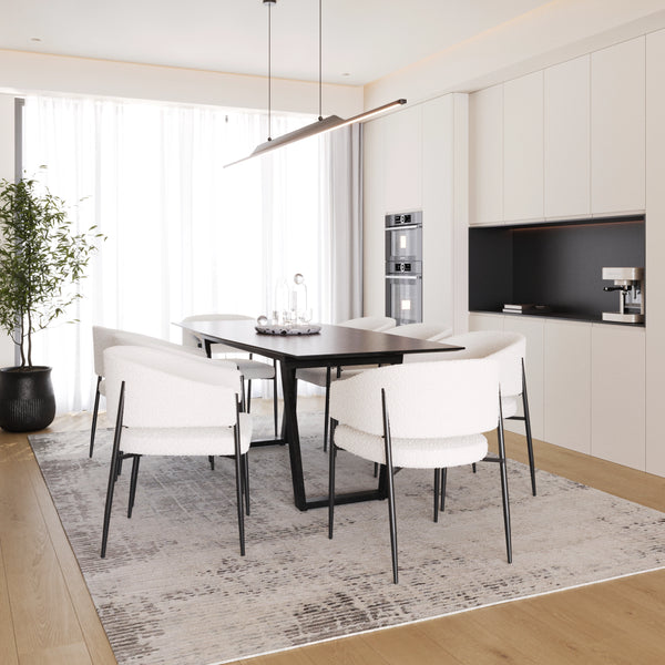 Sedia imbottita da interno effetto boucle bianca