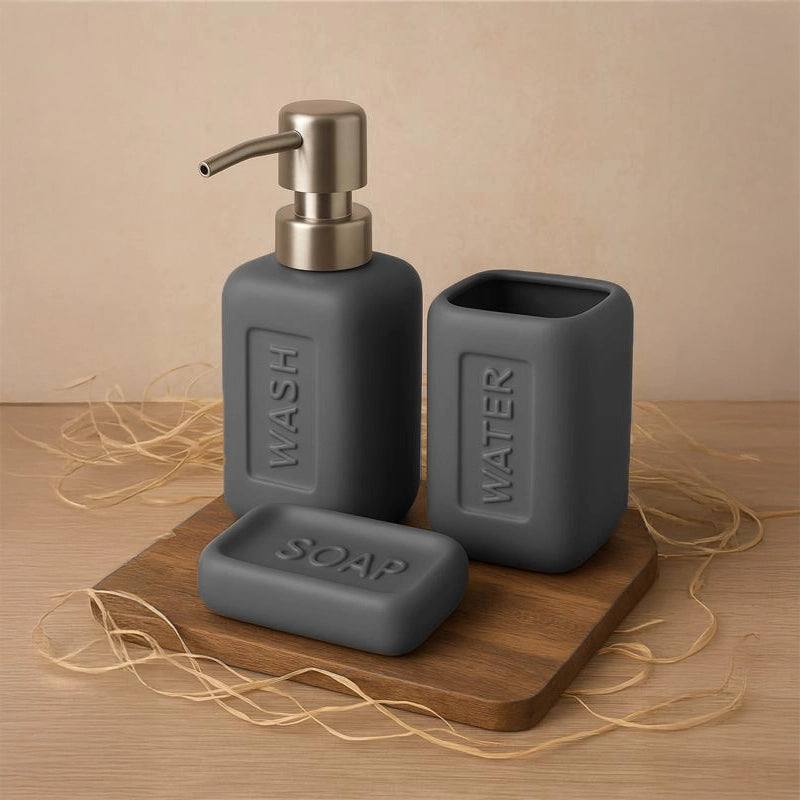 Set accessori bagno 3 pz in Ceramica grigio Bingo