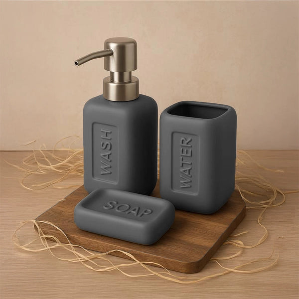Set accessori bagno 3 pz in Ceramica grigio Bingo