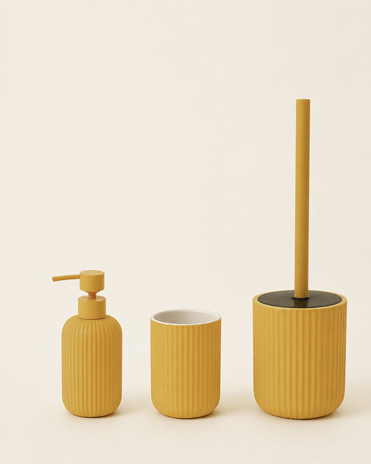 Set accessori bagno in ceramica giallo Color 3pz