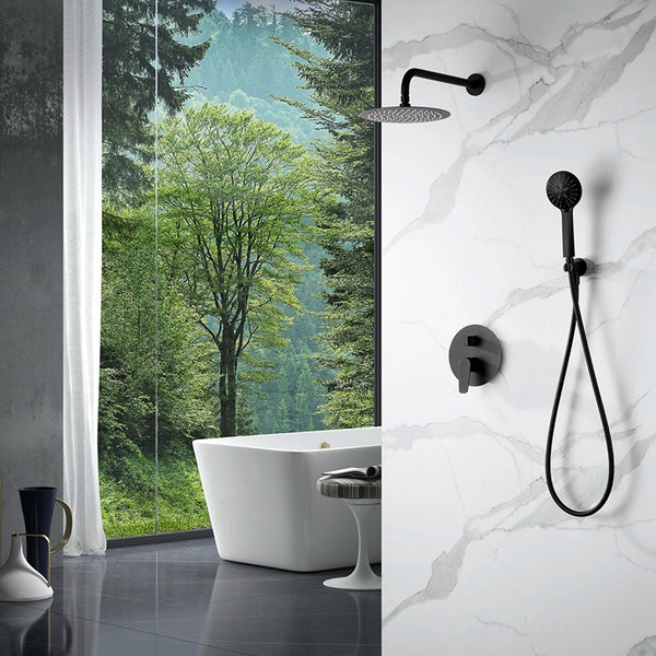 Set doccia soffione miscelatore e doccetta nero opaco