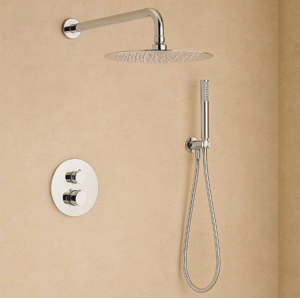 Set doccia termostatico da incasso con soffione 25 cm doccetta e flessibile cromo Melin