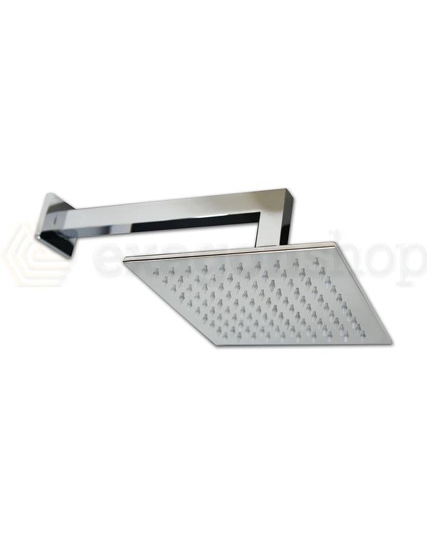 Set miscelatore doccia soffione 20x20 quadro e doccetta cromo Smart