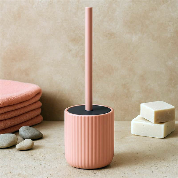 Set portaspazzolini dispenser portasapone e portascopino in ceramica rosa Color