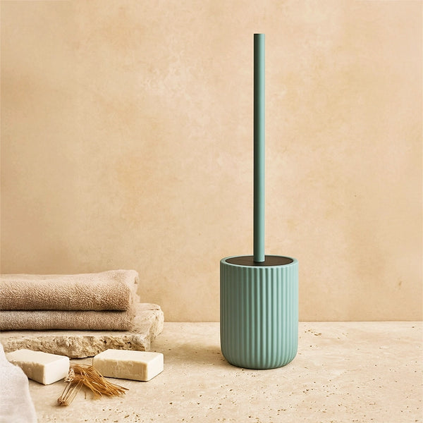 Portascopino wc a pavimento in ceramica verde color