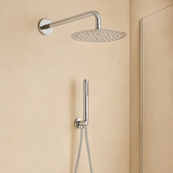 Set soffione doccia 20 cm slim tondo Smart braccio 30 cm e doccetta cromo