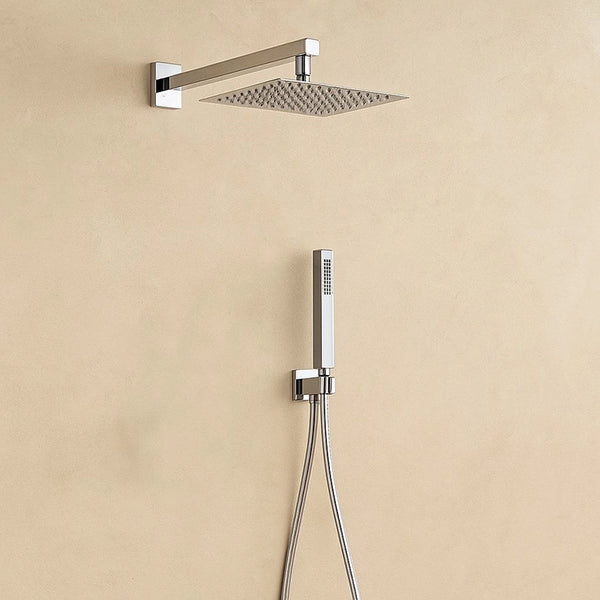 Set soffione doccia 30x30 slim Smart quadro braccio 33 cm e doccetta cromo