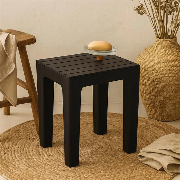 Sgabello bagno in plastica nero Woody 130104