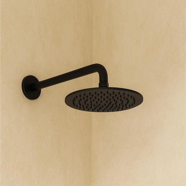 Soffione doccia 25 cm Smart tondo con braccio 35 cm nero opaco