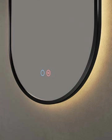 Specchio 90x50 retroilluminato 3 Led nero opaco Pisa, particolare del diffusore luminoso - Exagonshop