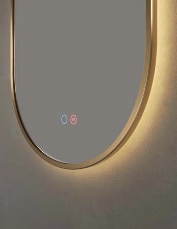 Specchio 90x50 retroilluminato 3 Led oro spazzolato Pisa