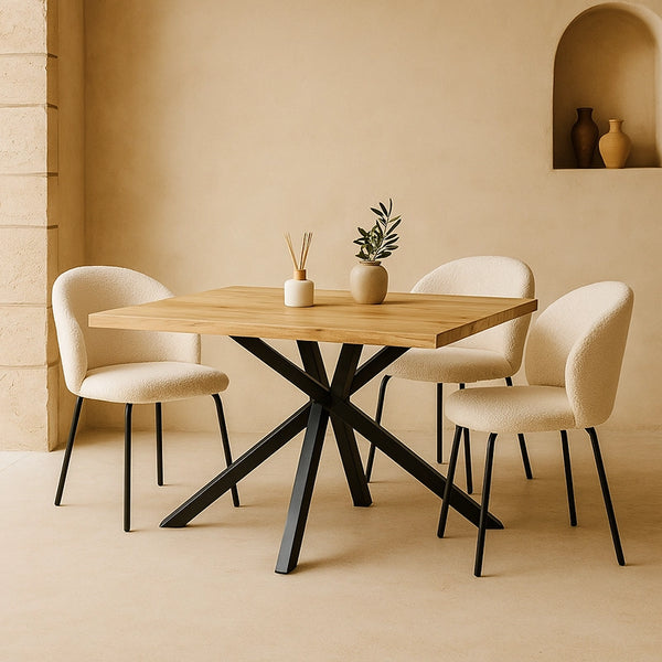 Tavolo 160x90 in legno con gambe in metallo nero