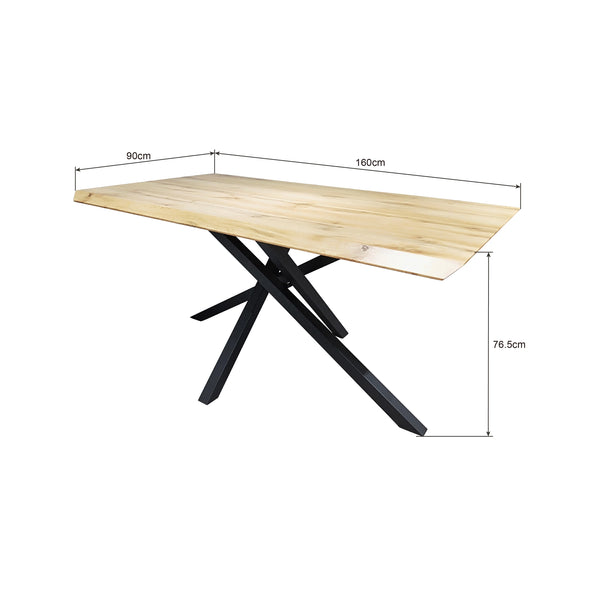 Tavolo 160x90 in legno con gambe in metallo nero