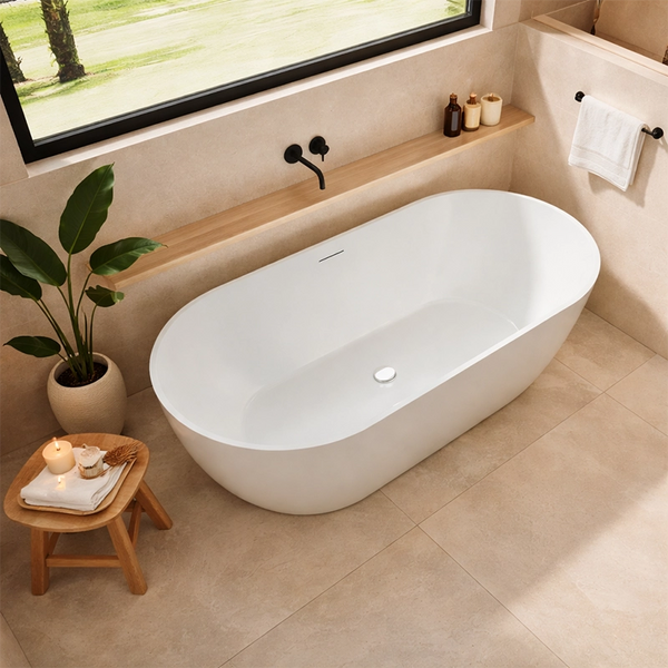 Vasca 172x79 Brittany freestanding in acrilico bianco lucido Ba003, dettaglio ravvicinato della texture antiscivolo...