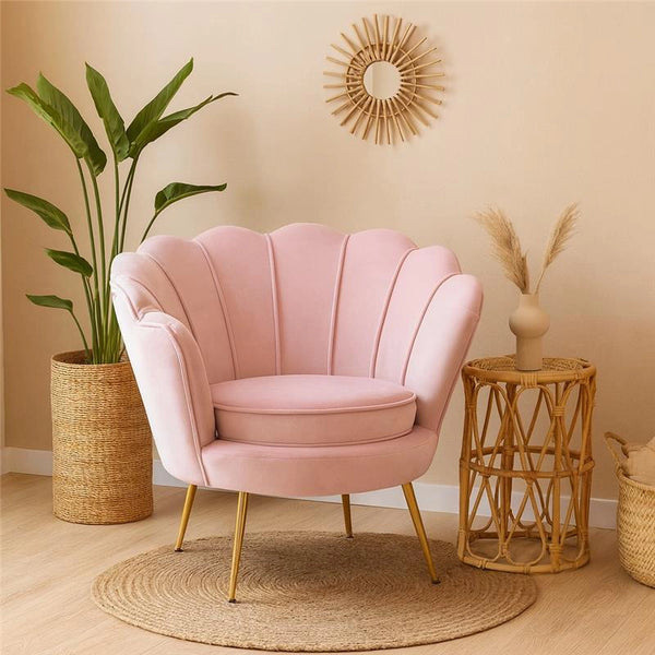 Water Lily Poltrona design Glamour con gambe acciaio e tessuto imbottito Rosa