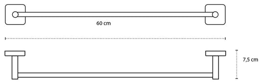 Portasciugamani 60 Cm In Acciaio Inox Cromo New Line N2, vista laterale del profilo a muro - Exagonshop