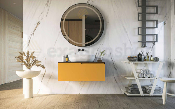 Mobile bagno Noce ocra 90x46 Sorrento un cassetto con lavabo da appoggio in ceramica