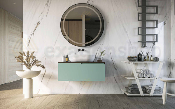 Mobile bagno Noce Salvia 90x46 Sorrento un cassetto con lavabo da appoggio in ceramica