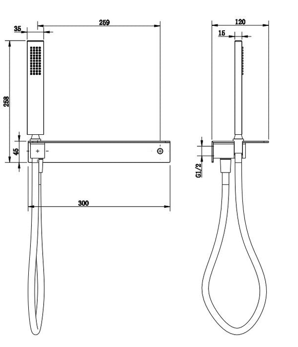 Set Doccetta Smart con Ripiano Portasapone cromo Cromo Lucido, vista laterale del profilo - Exagonshop