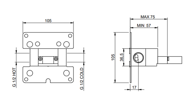 Treemme Parte ad incasso per gruppo lavabo a muro RWIT2551ZZ11