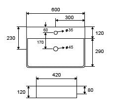 New Line Xr2 Lavabo 60x42 Da Appoggio con bordo rubinetteria In Porcellana Bianco