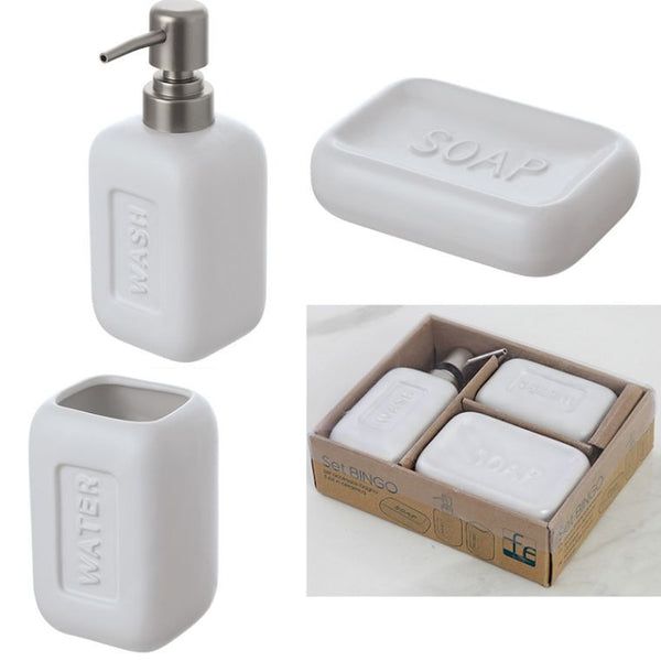 Set accessori bagno 3 pz in Ceramica Bianco Bingo