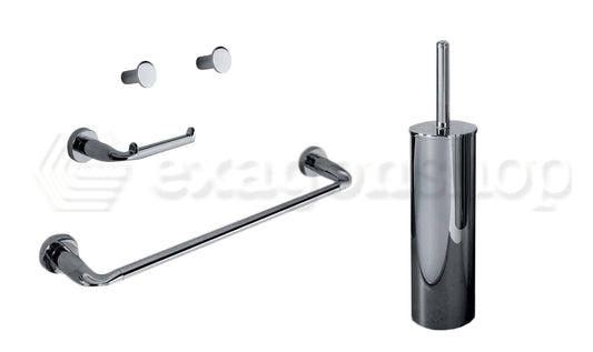 Colombo Basic kit arredo bagno portarotolo portasciugamani scopino Cromo