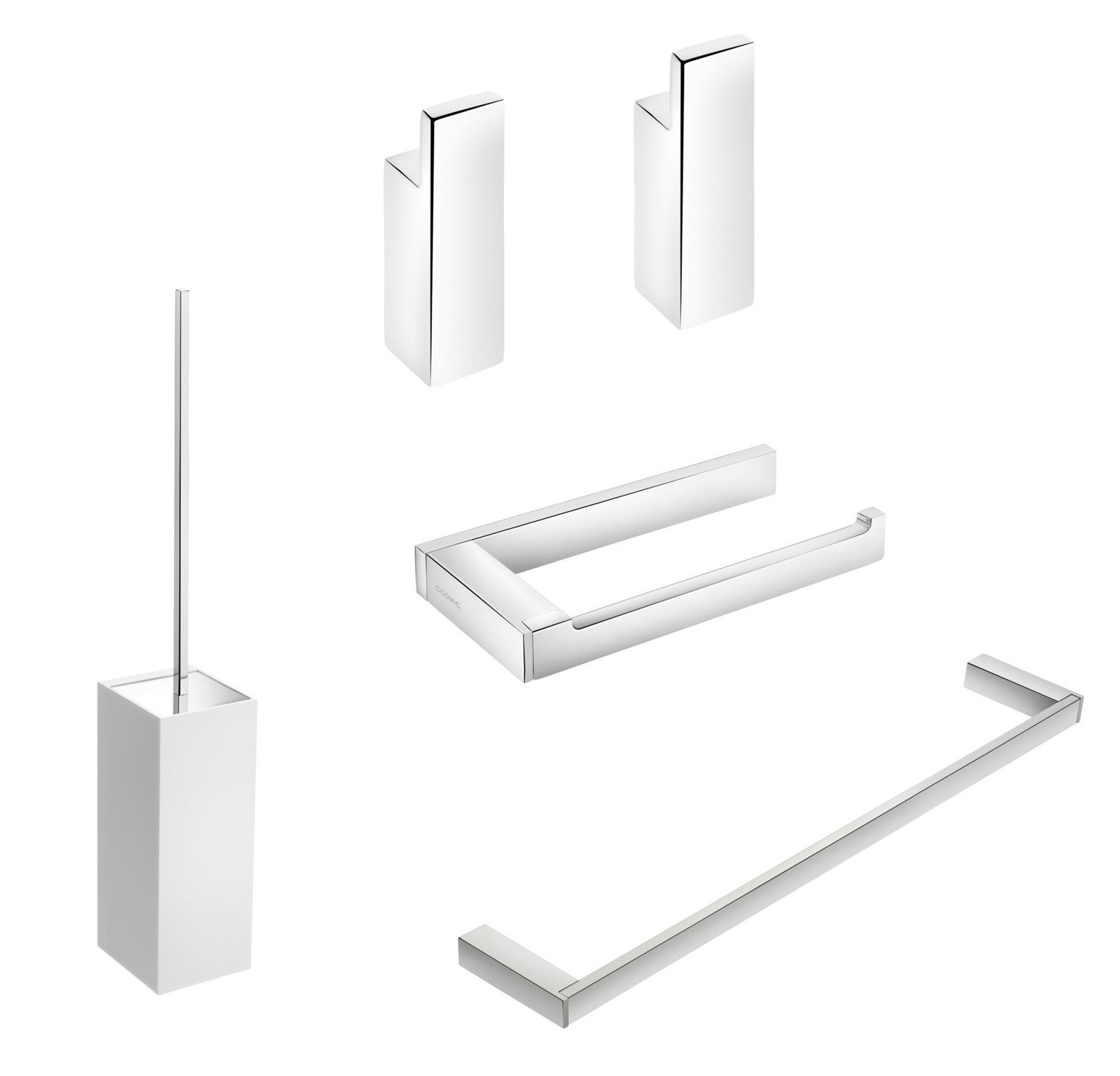 Cosmic Bathlife Set Accessori bagno Portarotolo Portasalviette Portascopino terra o muro 2 appendini cromo lucido