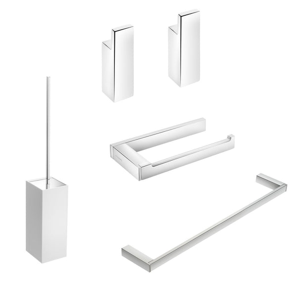 Cosmic Bathlife Set Accessori bagno Portarotolo Portasalviette Portascopino terra o muro 2 appendini cromo lucido