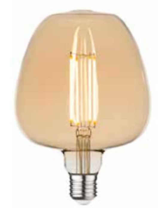Lampadina amber Vintage E27 luce calda 820 lumen 2700k Giallo spenta, dettaglio del corpo lampada e dei materiali...
