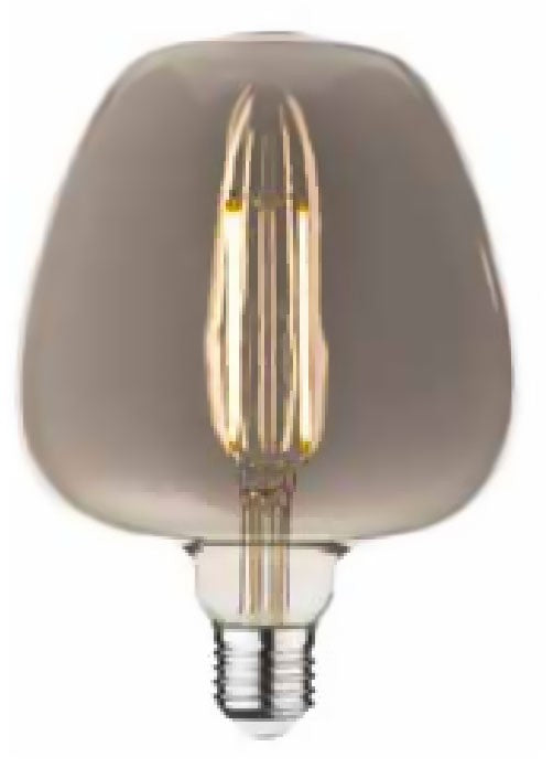 Lampadina smoky Vintage E27 luce calda 360 lumen 2700k spenta, dettaglio del corpo lampada e dei materiali - Exagonshop