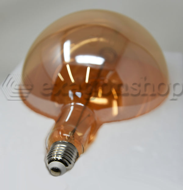 Lampadina ambra Vintage Filament E27 luce calda 270 lumen spenta, dettaglio del corpo lampada e dei materiali - Exagonshop