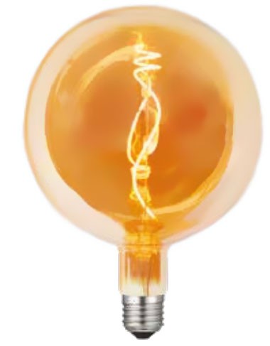 Lampadina ambra Vintage Filament E27 luce calda 270 lumen, particolare del diffusore luminoso - Exagonshop