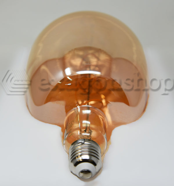 Lampadina ambra Vintage E27 luce calda 310 lumen 2700k spenta, dettaglio del corpo lampada e dei materiali - Exagonshop