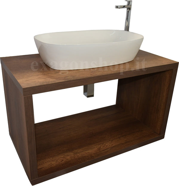 Mobile bagno 90 cm tabacco con vano a giorno lavabo non incluso